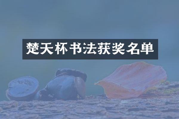 楚天杯书法获奖名单