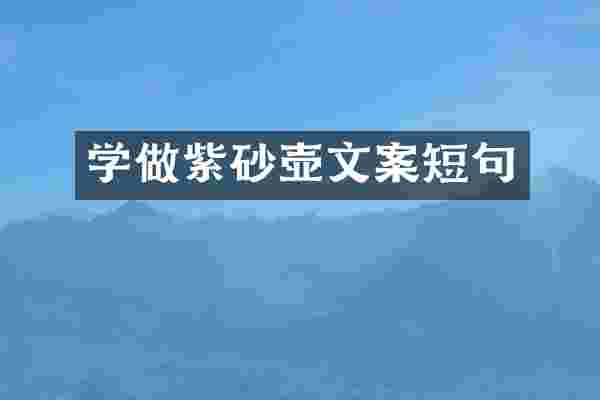学做紫砂壶文案短句