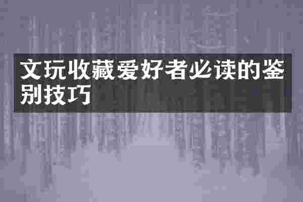 文玩收藏爱好者必读的鉴别技巧