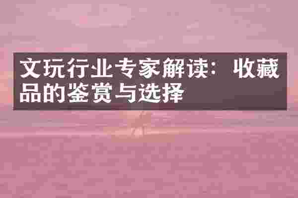 文玩行业专家解读：收藏品的鉴赏与选择