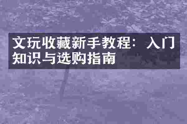 文玩收藏新手教程：入门知识与选购指南