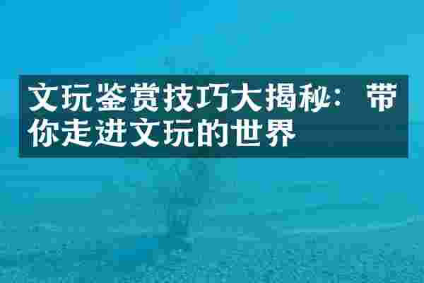 文玩鉴赏技巧大揭秘：带你走进文玩的世界