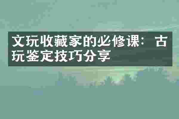 文玩收藏家的必修课：古玩鉴定技巧分享