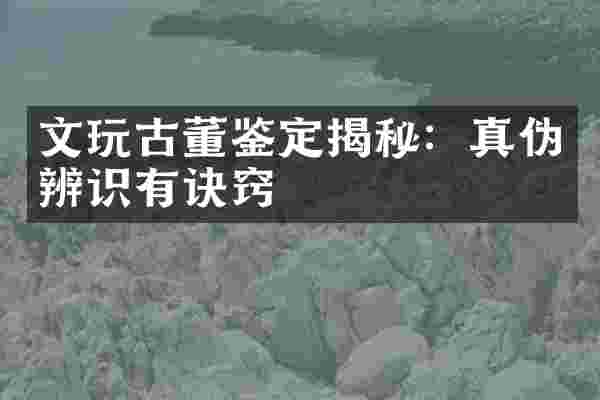 文玩古董鉴定揭秘：真伪辨识有诀窍