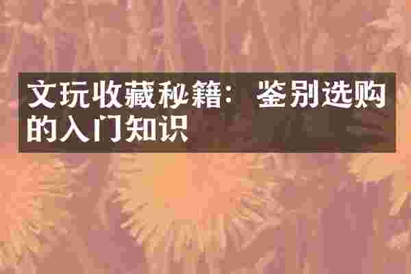 文玩收藏秘籍：鉴别选购的入门知识
