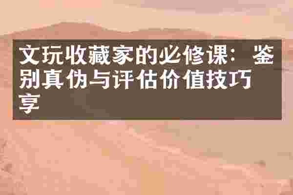文玩收藏家的必修课：鉴别真伪与评估价值技巧分享