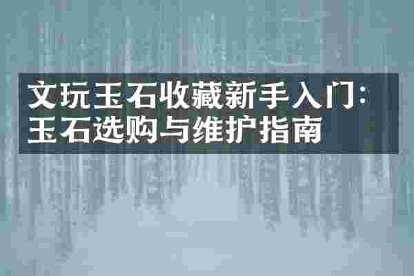 文玩玉石收藏新手入门：玉石选购与维护指南