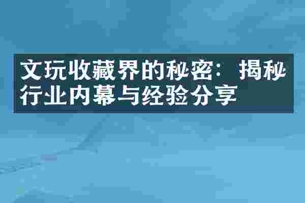 文玩收藏界的秘密：揭秘行业内幕与经验分享