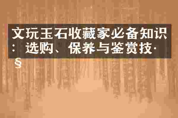 文玩玉石收藏家必备知识：选购、保养与鉴赏技巧