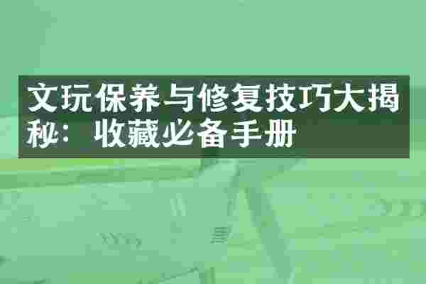 文玩保养与修复技巧大揭秘：收藏必备手册