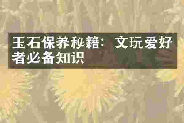 玉石保养秘籍：文玩爱好者必备知识