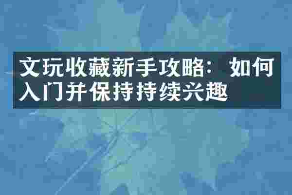 文玩收藏新手攻略：如何入门并保持持续兴趣