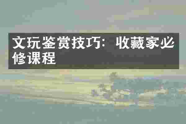 文玩鉴赏技巧：收藏家必修课程