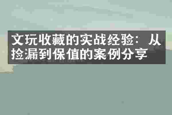 文玩收藏的实战经验：从捡漏到保值的案例分享