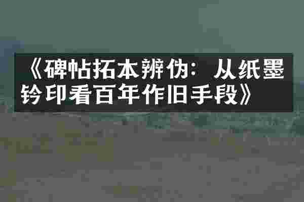 《碑帖拓本辨伪：从纸墨钤印看百年作旧手段》