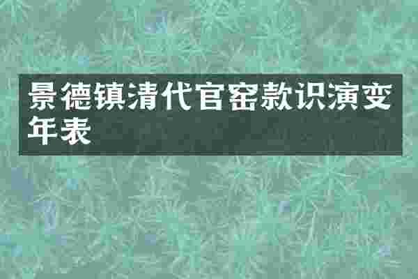 景德镇清代官窑款识演变年表